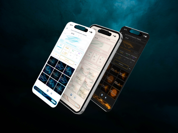 Fluid State Frequenz-Terminal Dreifach-Mockup